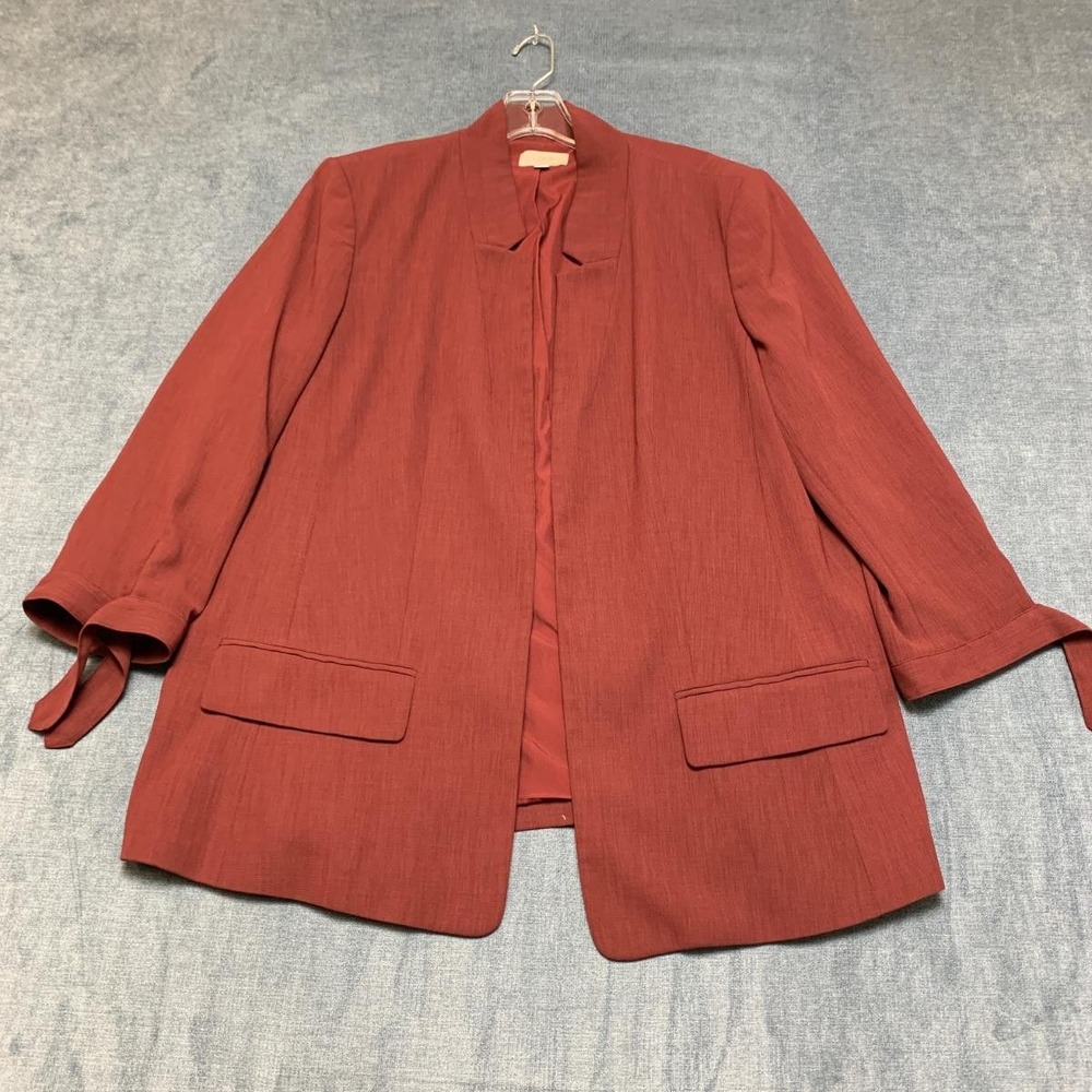 Loft Outlet Blazer Womens XL Burgundy 3/4 Tie Sleeve Casual Wear Open Front